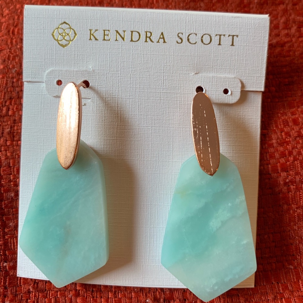 Kendra Scott Amazonite and Rose Gold Earrings